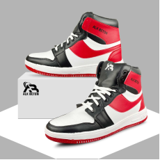 High Tops Mens Sneakers Synthetic Shoes Red Black MK